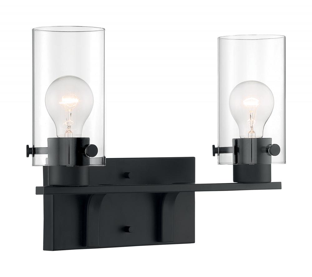 Sommerset - 2 Light Vanity with Clear Glass - Matte Black Finish