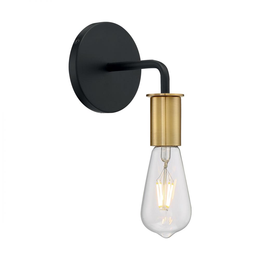 Ryder - 1 Light Sconce with- Black and Brushed Brass Finish