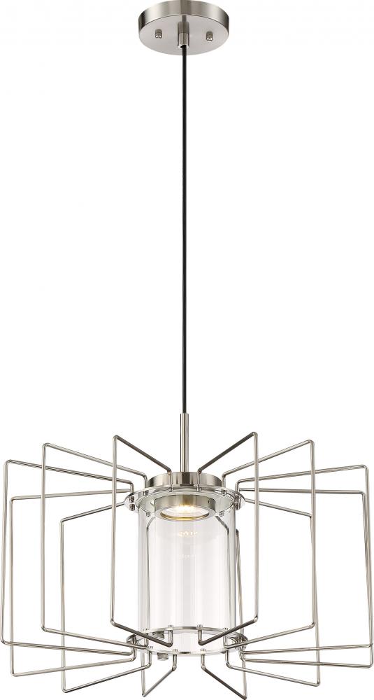 Wired - LED Pendant with Clear Glass - Brushed Nickel Finish