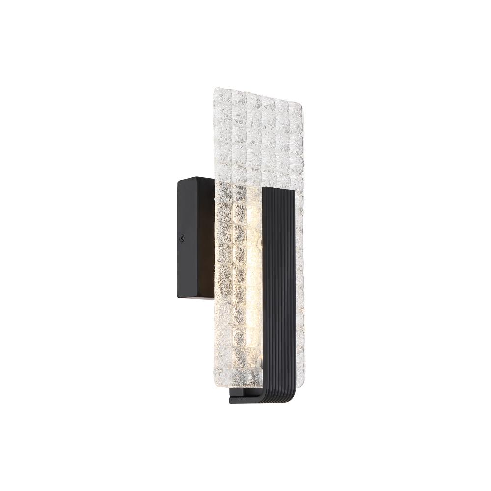 Ceres - LED Wall Sconce - with Ice Cube Glass - Matte Black Finish