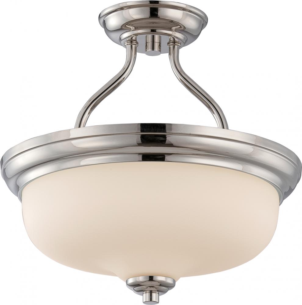 Kirk - 2 Light Semi Flush with Etched Opal Glass - LED Omni Included