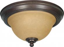 Nuvo 60/1037 - Castillo - 2 Light Flush Mount with Champagne Linen Washed Glass - Sonoma Bronze Finish