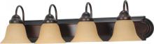 Nuvo 60/1266 - Ballerina - 4 Light 30" Vanity with Champagne Linen Washed Glass - Mahogany Bronze Finish