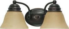  60/1271 - Empire - 2 Light 15" Vanity with Champagne Linen Washed Glass - Mahogany Bronze Finish
