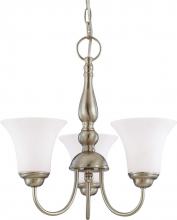 Nuvo 60/1821 - Dupont - 3 Light Chandelier with Satin White Glass - Brushed Nickel Finish