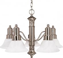 Nuvo 60/189 - Gotham - 5 Light Chandelier with Alabaster Glass - Brushed Nickel Finish