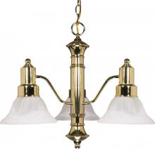 Nuvo 60/194 - 3-Light Textured White Chandelier with Alabaster Glass Bell Shades