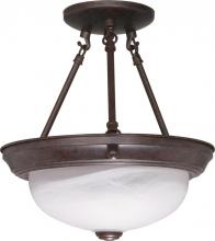  60/208 - 2 Light - Semi Flush with Alabaster Glass - Old Bronze Finish