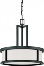 Nuvo 60/2978 - Odeon - 4 Light Pendant with Satin White Glass - Aged Bronze Finish