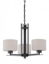 Nuvo 60/5306 - Parallel - 3 Light Chandelier with Etched Opal Glass - Aged Bronze Finish