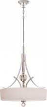 Nuvo 60/5494 - Connie - 3 Light Pendant with Satin White Glass - Polished Nickel Finish