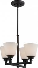 Nuvo 60/5558 - Mobili - 4 Light Chandelier with Satin White Glass - Aged Bronze Finish