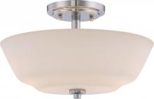Nuvo 60/5806 - Willow - 2 Light Semi Flush with White Glass - Polished Nickel Finish