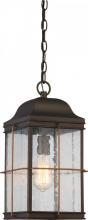  60/5836 - Howell - 1 Light Hanging Lantern with Clear Seeded Glass - Bronze Finish with Copper accents