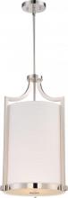 Nuvo 60/5882 - Meadow - 3 Light Foyer with White Fabric Shade - Polished Nickel Finish