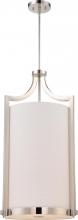 Nuvo 60/5885 - Meadow - 4 Light Large Foyer Pendant with White Fabric Shade - Polished Nickel Finish