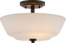 Nuvo 60/5906 - Willow - 2 Light Semi Flush with White Glass - Aged Bronze Finish