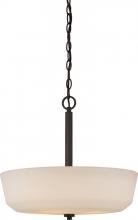Nuvo 60/5907 - Willow - 4 Light Pendant with White Glass - Aged Bronze Finish