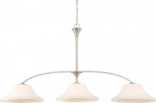 Nuvo 60/6208 - Fawn - 3 Light Island Pendant with Satin White Glass - Brushed Nickel Finish
