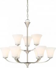 Nuvo 60/6209 - Fawn - 9 Light Chandelier with Satin White Glass - Brushed Nickel Finish