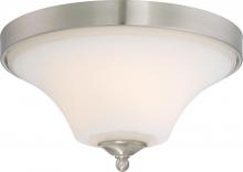 Nuvo 60/6211 - Fawn - 2 Light Flush Mount with Satin White Glass - Brushed Nickel Finish