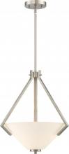 Nuvo 60/6247 - Nome - 2 Light Pendant with Satin White Glass - Brushed Nickel Finish