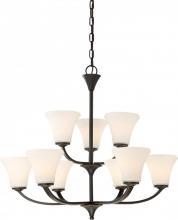 Nuvo 60/6309 - Fawn - 9 Light Chandelier with Satin White Glass - Mahogany Bronze Finish