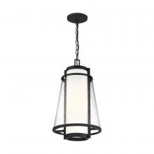  60/6604 - Anau - 1 Light Hanging Lantern - with Etched Opal and Clear Glass - Matte Black Finish