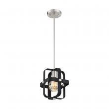 Nuvo 60/6621 - Prana - 1 Light Mini Pendant - Matte Black Finish with Brushed Nickel Accents