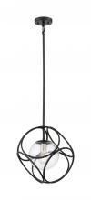 Nuvo 60/6935 - Aurora - 1 Light Mini Pendant with Seeded Glass - Black and Polished Nickel Finish