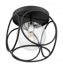 Nuvo 60/6936 - Aurora - 1 Light Flush Mount with Seeded Glass - Black and Polished Nickel Finish