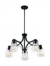 Nuvo 60/7105 - Skybridge - 5 Light Chandelier with Clear Glass - Matte Black Finish