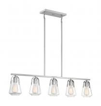 Nuvo 60/7114 - Skybridge - 5 Light Island Pendant with Clear Glass - Brushed Nickel Finish