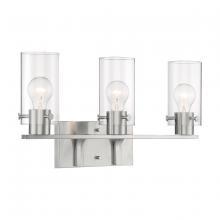 Nuvo 60/7173 - Sommerset - 3 Light Vanity with Clear Glass - Brushed Nickel Finish