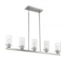 Nuvo 60/7176 - Sommerset - 5 Light Island Pendant with Clear Glass - Brushed Nickel Finish