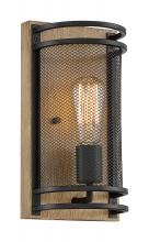Nuvo 60/7261 - Atelier - 1 Light Sconce with- Black and Honey Wood Finish