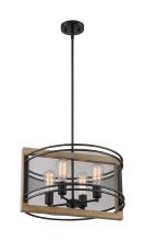 Nuvo 60/7264 - Atelier - 4 Light Pendant with- Black and Honey Wood Finish