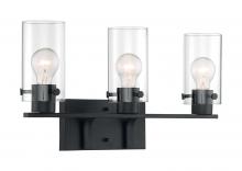 Nuvo 60/7273 - Sommerset - 3 Light Vanity with Clear Glass - Matte Black Finish