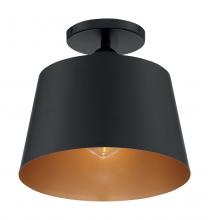 Nuvo 60/7332 - Motif - 1 Light Semi-Flush with- Black and Gold Accents Finish