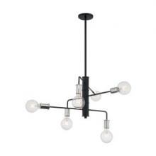 Nuvo 60/7354 - Ryder - 6 Light Chandelier with- Black and Polished Nickel Finish