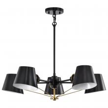  60/7385 - Baxter; 5 Light Chandelier; Black with Burnished Brass