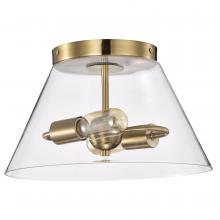 Nuvo 60/7419 - Dover; 3 Light; Small Flush Mount; Vintage Brass with Clear Glass