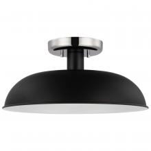 Nuvo 60/7492 - Colony; 1 Light; Small Semi-Flush Mount Fixture; Matte Black with Polished Nickel