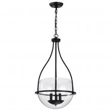  60/7820 - Amado 3 Light Pendant; 14 Inches; Matte Black Finish; Clear Glass