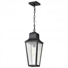  60/8135 - Lawrence; 1 Light Hanging Lantern; Matte Black with Clear Seeded Glass