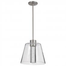  62/2192 - Aura; 12 Inch LED Pendant; Brushed Nickel; K9 Bubble Crystal; 3000K CCT