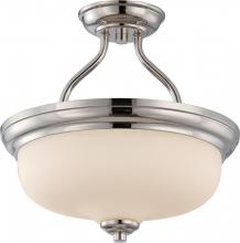  62/384 - Kirk - 2 Light Semi Flush with Etched Opal Glass - LED Omni Included