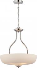  62/385 - Kirk - 3 Light Pendant with Etched Opal Glass - LED Omni Included