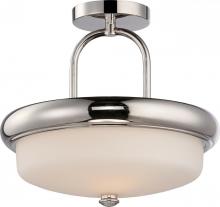  62/404 - Dylan - 2 Light Semi Flush with Etched Opal Glass - LED Omni Included