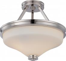  62/424 - Cody - 2 Light Semi Flush with Satin White Glass - LED Omni Included